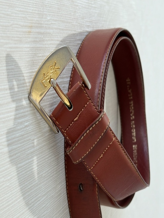 Vintage YSL Belt Tom Ford Era Saddle Leather Made France 40” Unisex main image 5